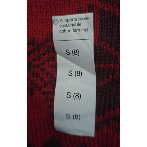 Sonoma Womens S Fair Isle Knit Sweater Red/Burgundy Cotton Blend Crew Neck Winte - Picture 2 of 3